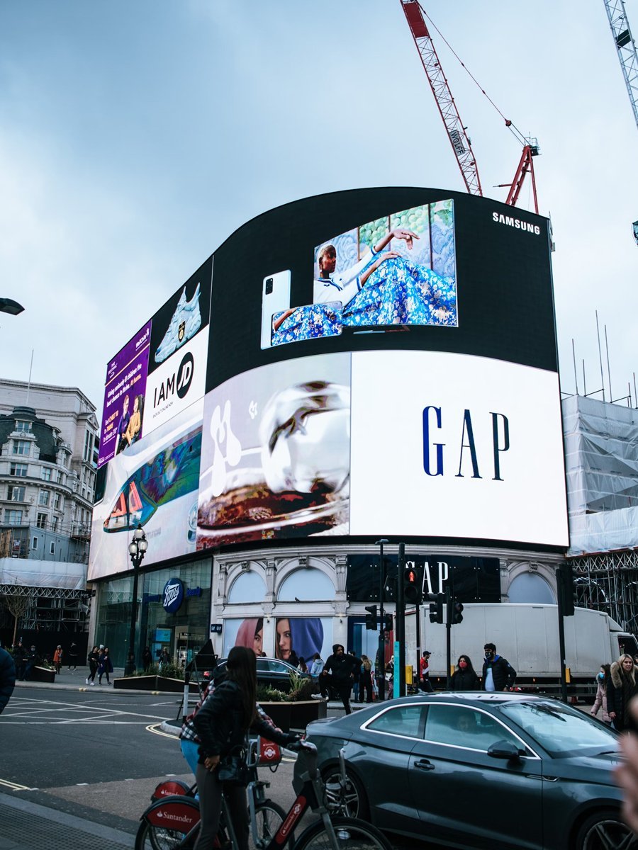 Large digital advertising screens in a city square